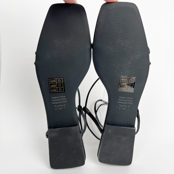 Who What Wear Zander Strappy Square Toe Sandals Blogger Favorite Flat Ankle Wrap - Picture 7 of 11